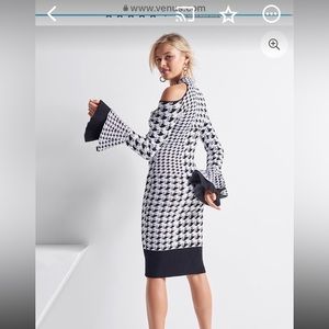 Venus black and white long sleeve dress